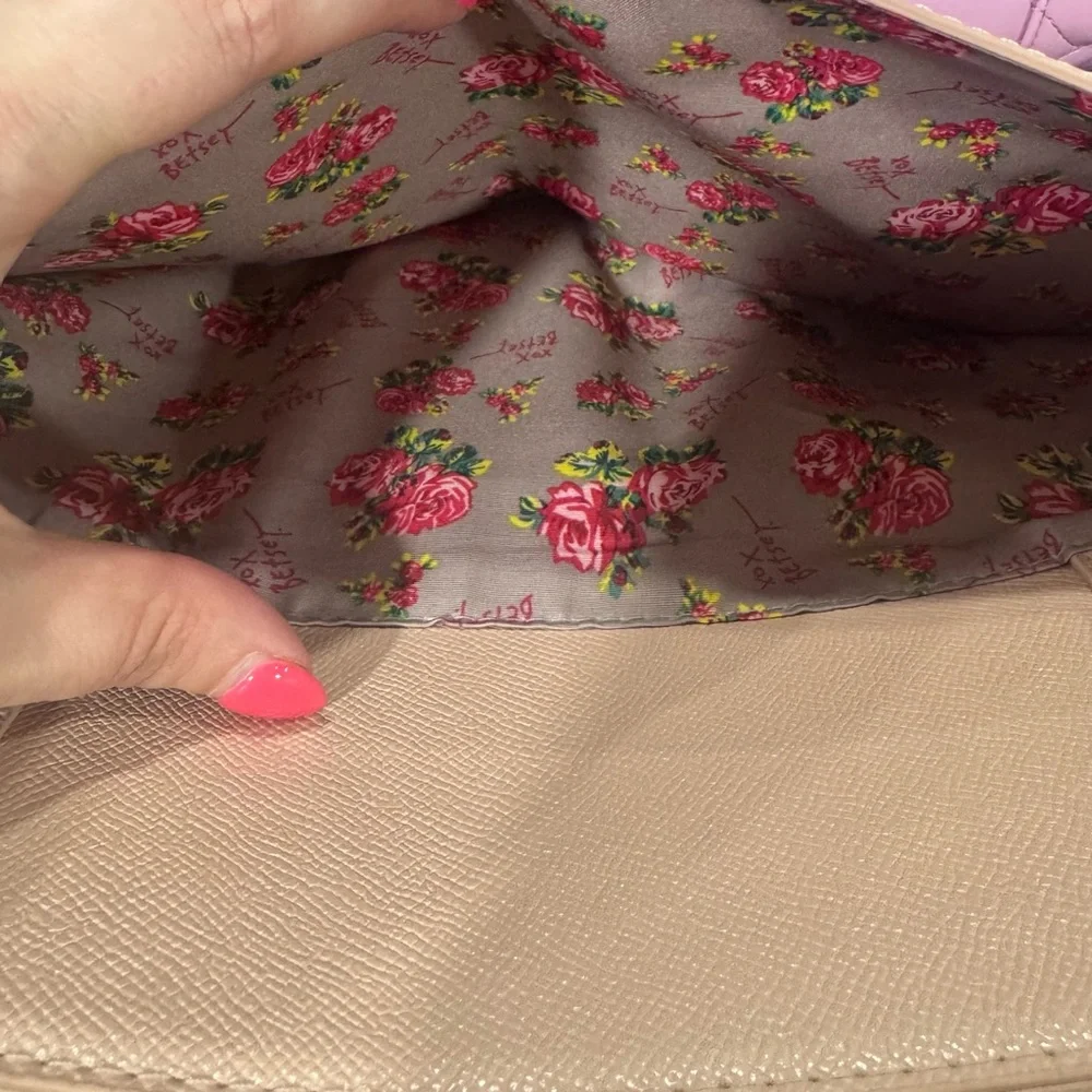 Betsey Johnson Pink Tote with Floral Scarf & Wristlet